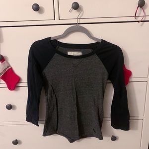 Abercrombie & Fitch Navy and Grey Henley Tee